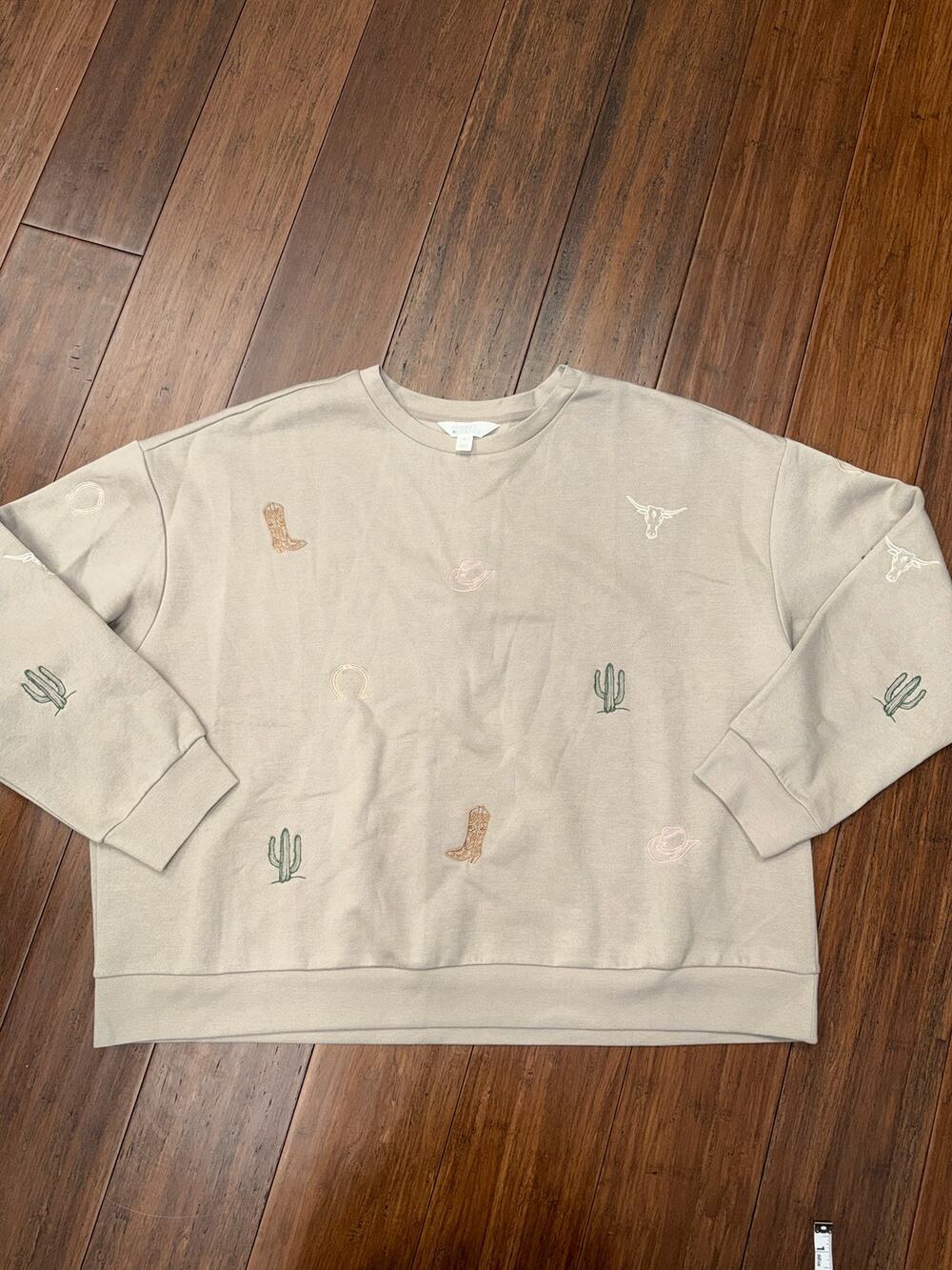 Market & Spruce crew embroidered Western Top  3X